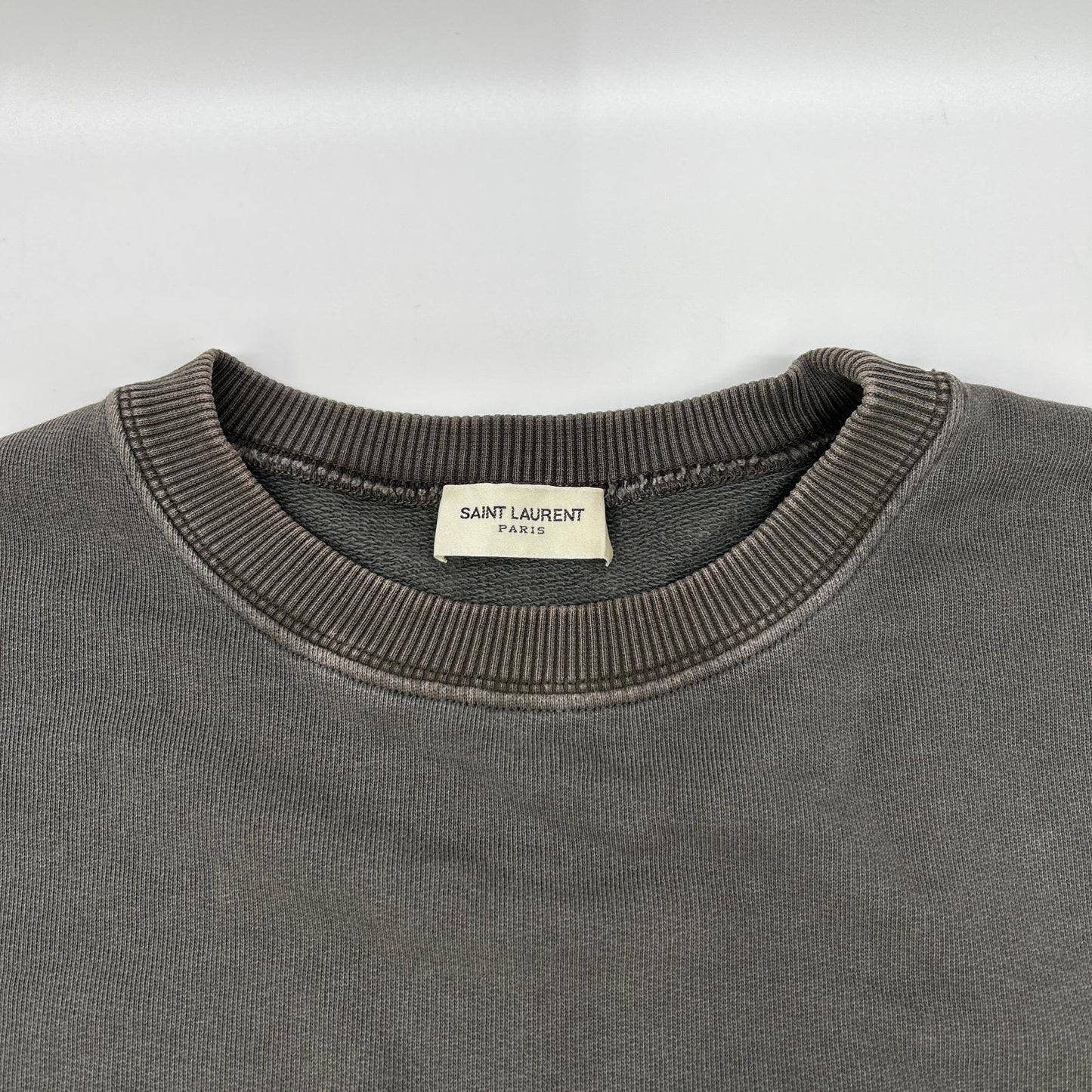SAINT LAURENT PARIS サンローランパリ 569259 YBHA2 フェードグレー コットン YSLロゴプリント クルーネック スウェットプルオーバー トップス