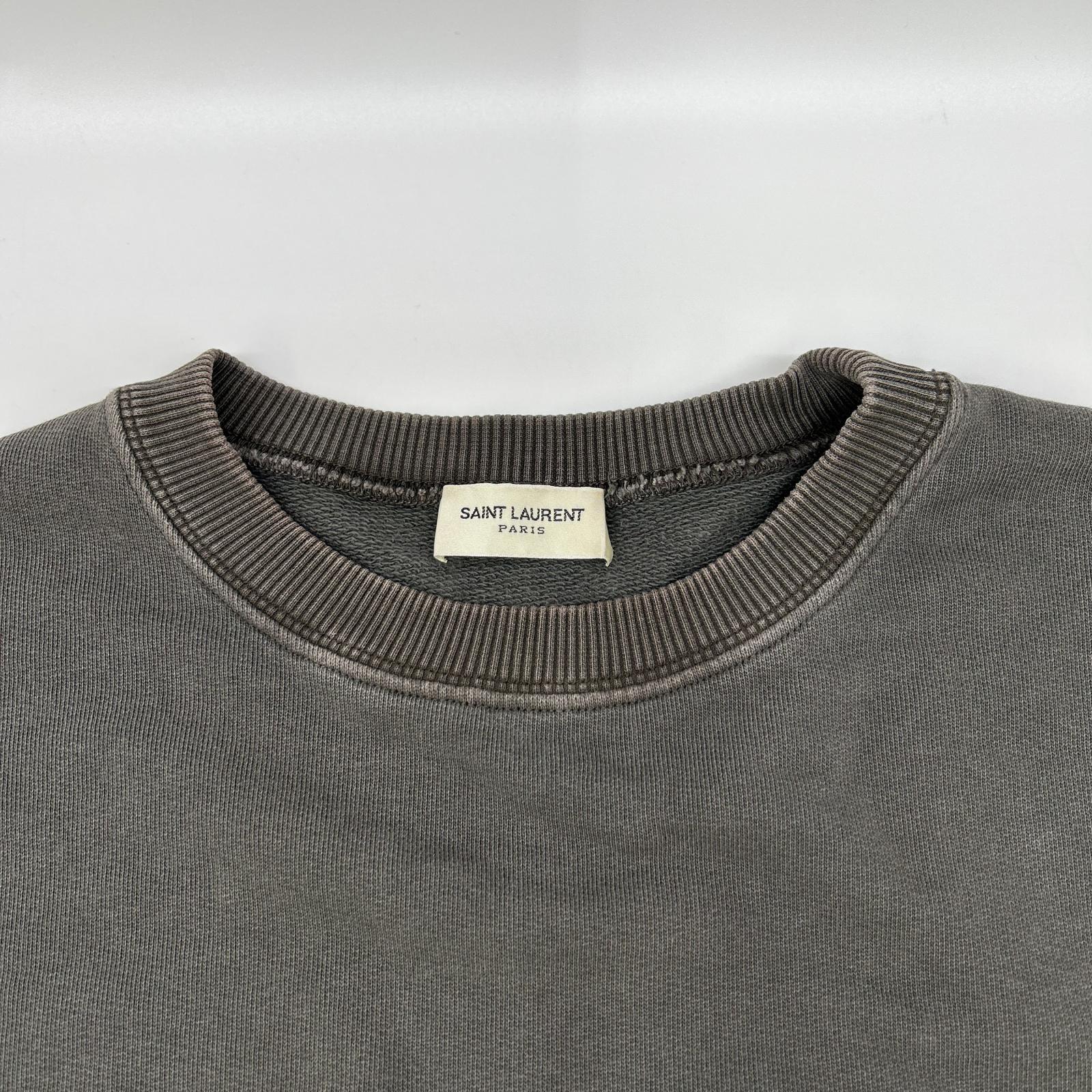 SAINT LAURENT PARIS サンローランパリ 569259 YBHA2 フェードグレー コットン YSLロゴプリント クルーネック スウェットプルオーバー トップス