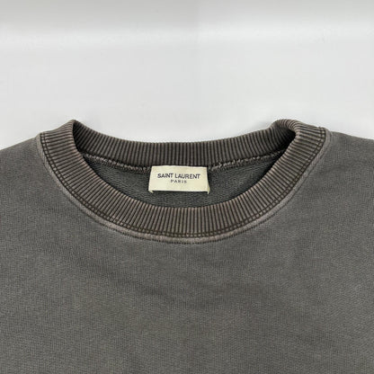 SAINT LAURENT PARIS サンローランパリ 569259 YBHA2 フェードグレー コットン YSLロゴプリント クルーネック スウェットプルオーバー トップス