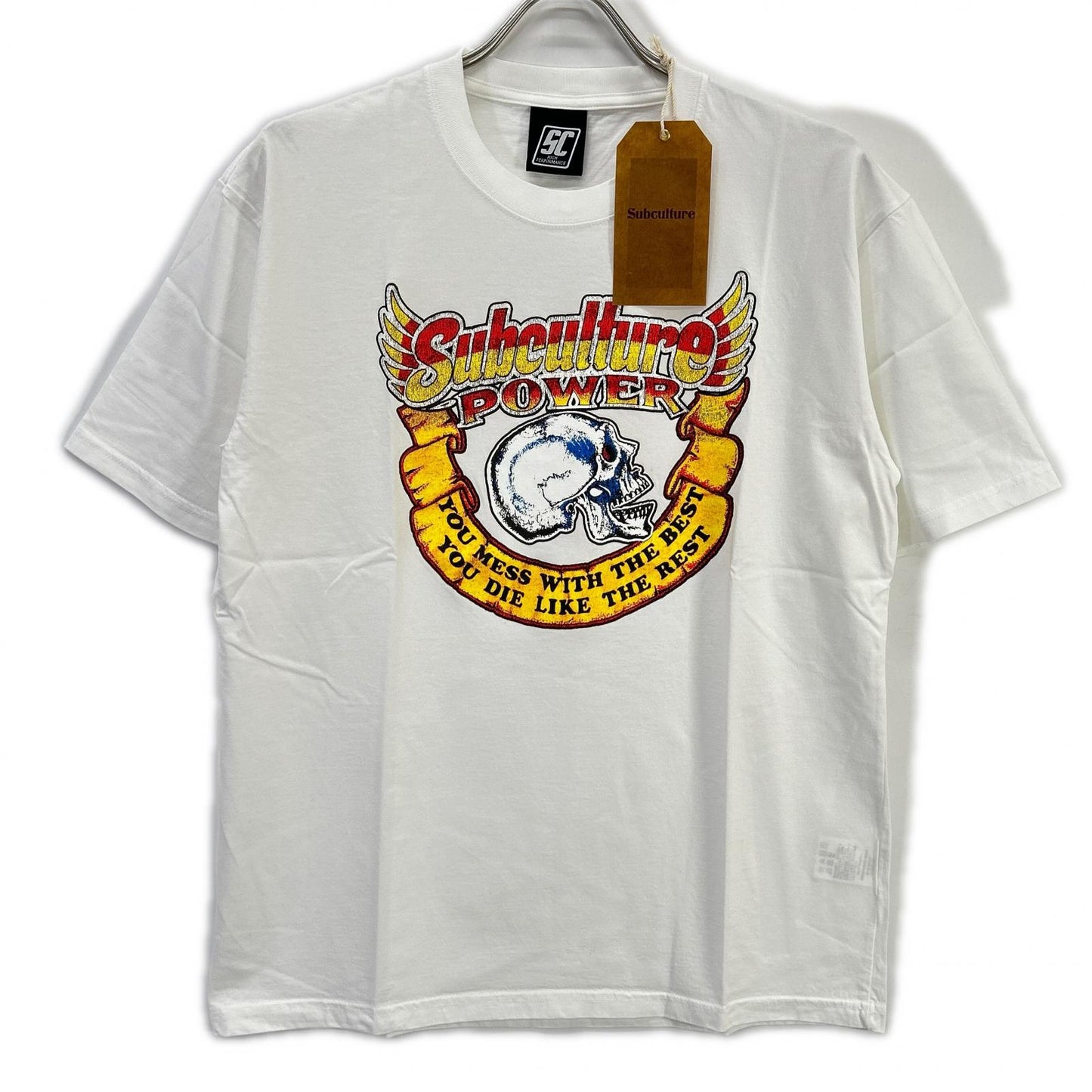 SC Subculture エスシー サブカルチャー 23SS SCST-S2302 ホワイト コットン POWER SKULL T-SHIRT トップス