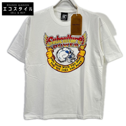 SC Subculture エスシー サブカルチャー 23SS SCST-S2302 ホワイト コットン POWER SKULL T-SHIRT トップス