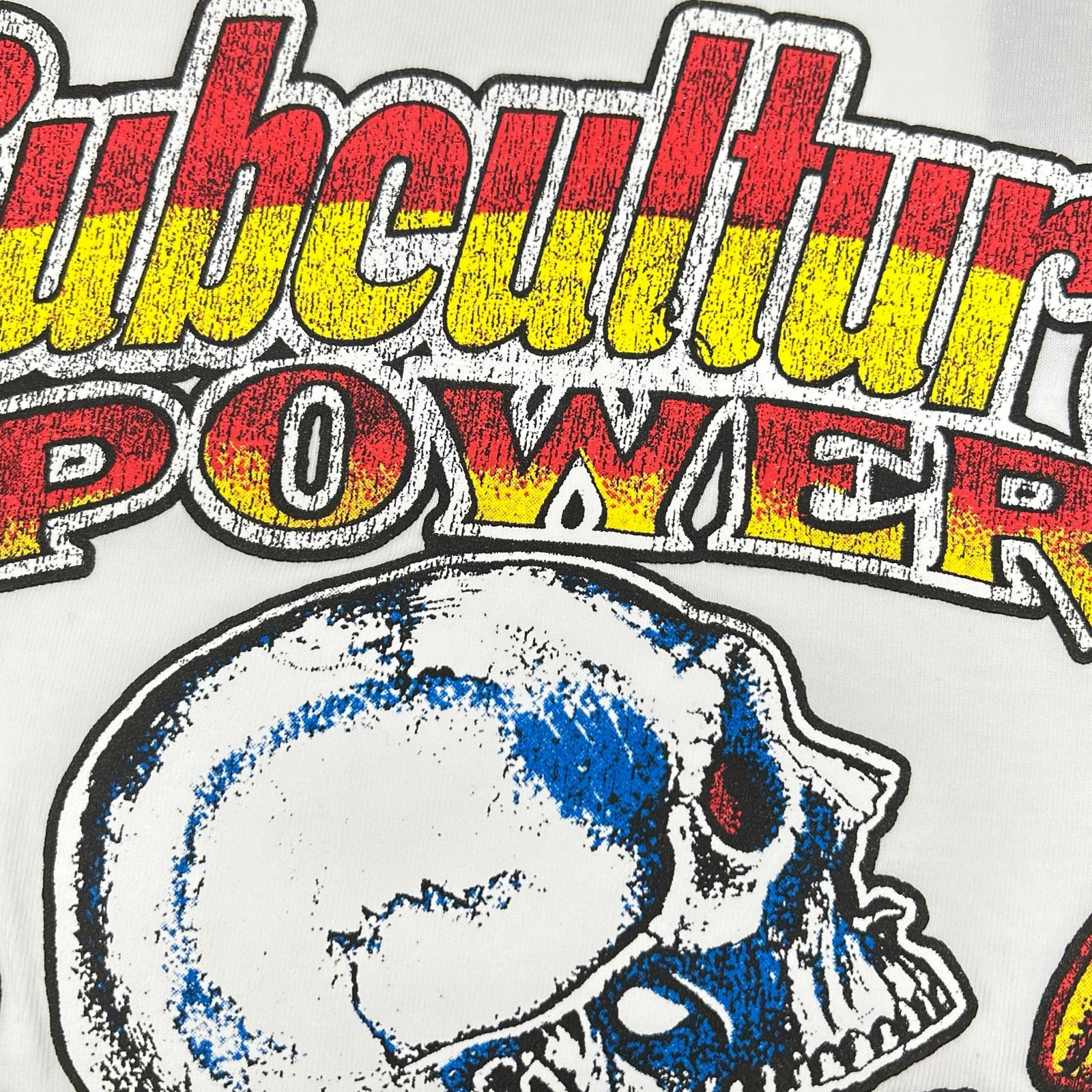 SC Subculture エスシー サブカルチャー 23SS SCST-S2302 ホワイト コットン POWER SKULL T-SHIRT トップス