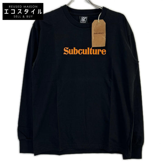 SC Subculture エスシー サブカルチャー SCLT-A2207 ブラック コットン フロントロゴ イーグルプリント ロングスリーブカットソー トップス