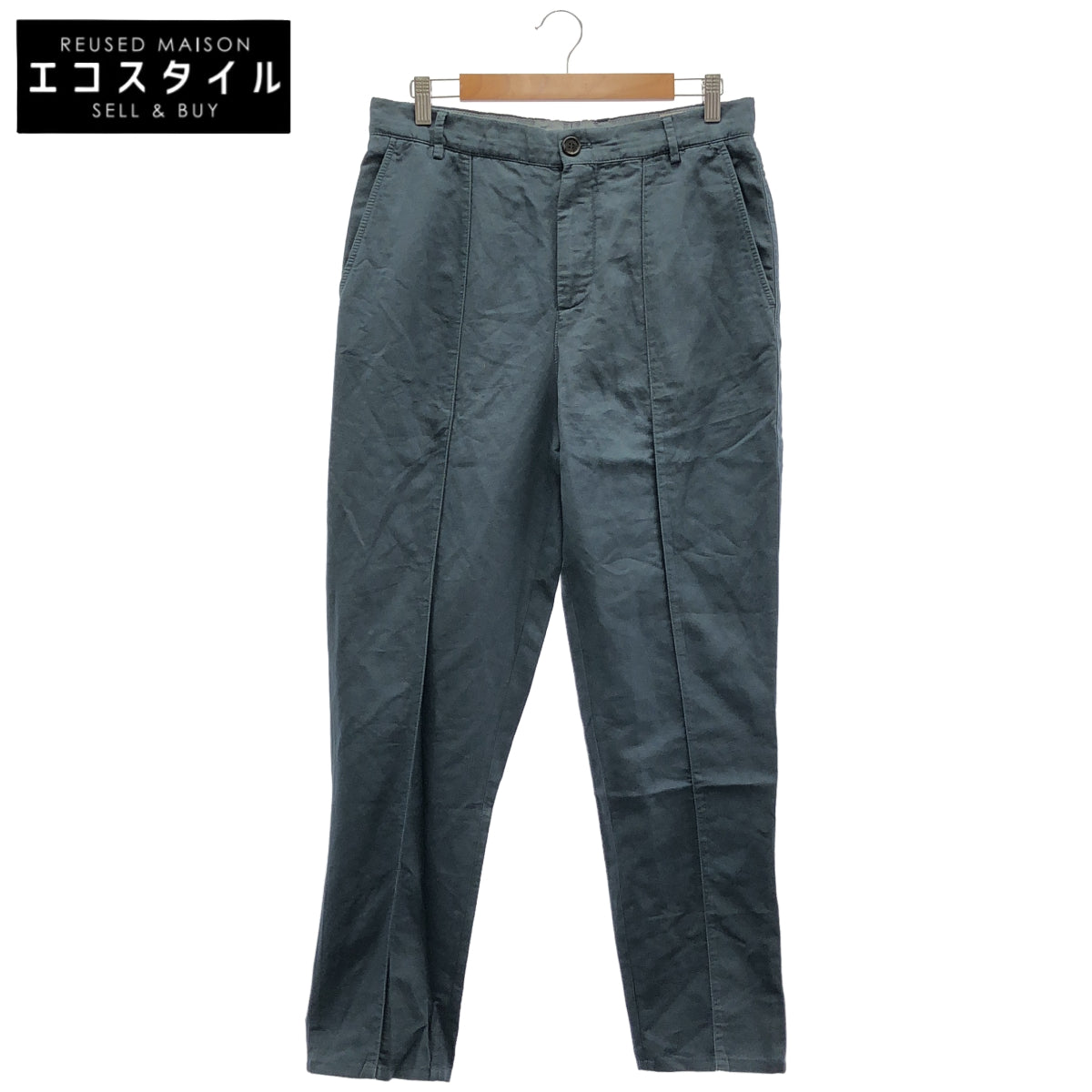 BRUNELLO CUCINELLI ブルネロクチネリ ブルー コットンリネン ギャバジン センターシームパンツ ボトムス