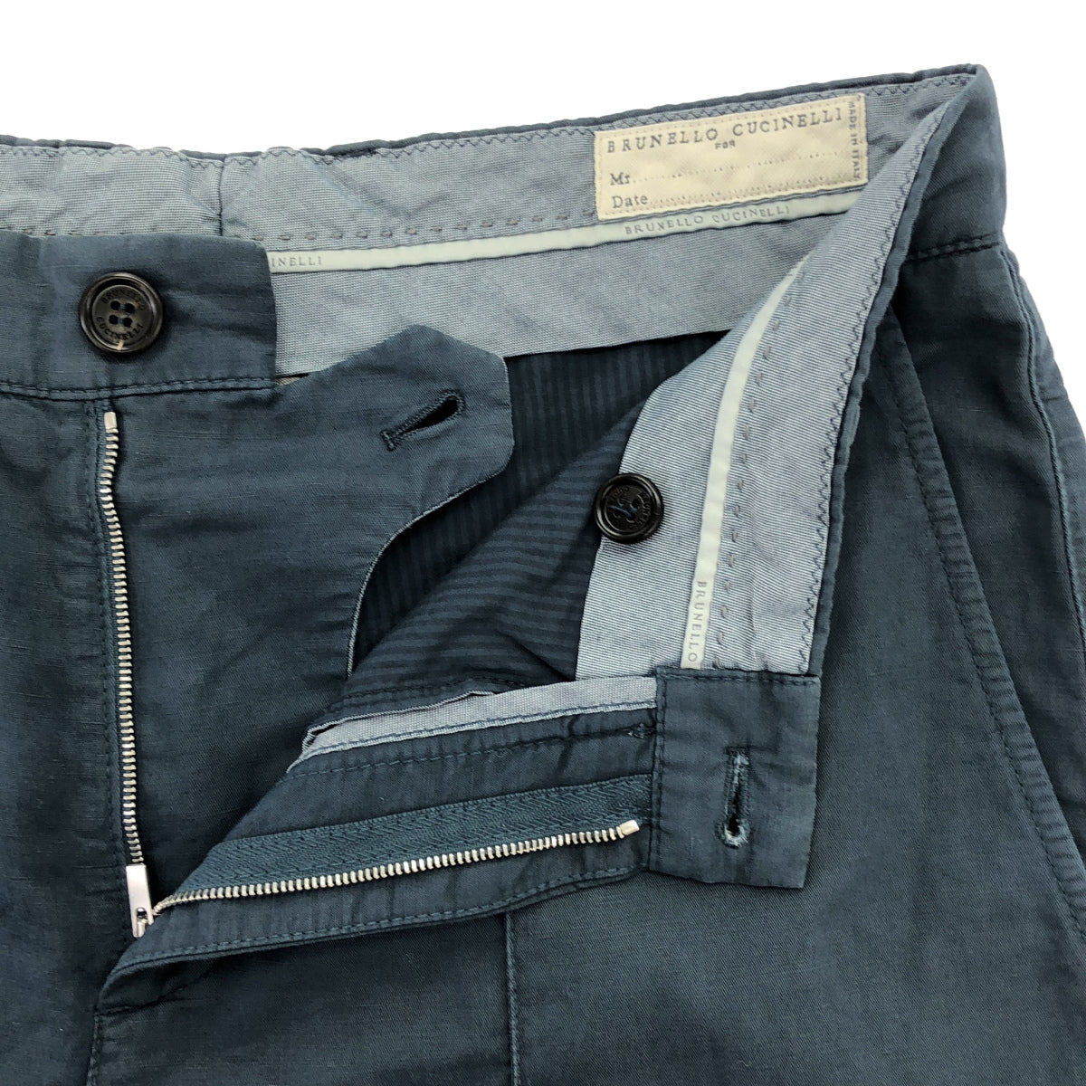 BRUNELLO CUCINELLI ブルネロクチネリ ブルー コットンリネン ギャバジン センターシームパンツ ボトムス
