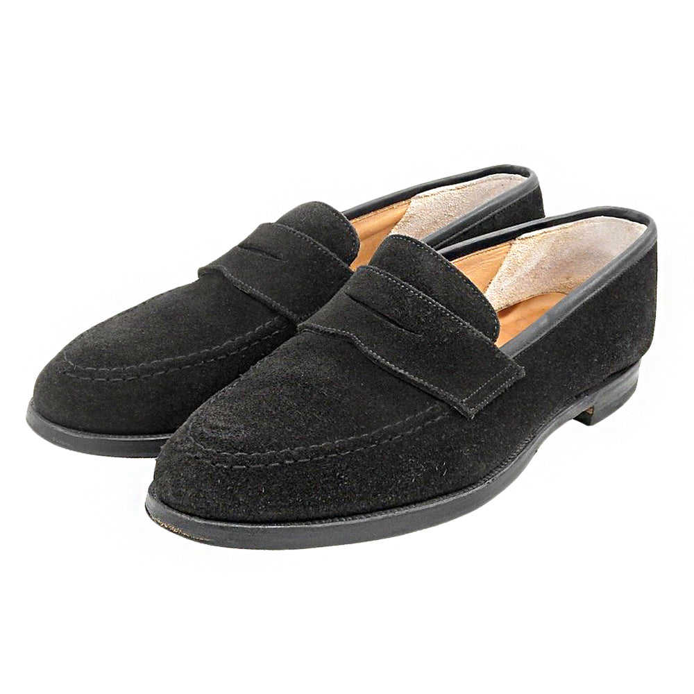 Crockett&Jones クロケット＆ジョーンズ 別注 8363 スエード BOSTON/ボストン コインローファー シューズ メンズ 黒 8 シューズ