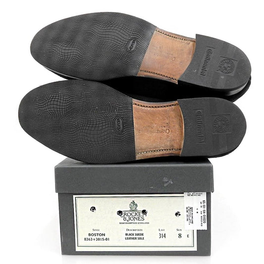 Crockett&Jones クロケット＆ジョーンズ 別注 8363 スエード BOSTON/ボストン コインローファー シューズ メンズ 黒 8 シューズ