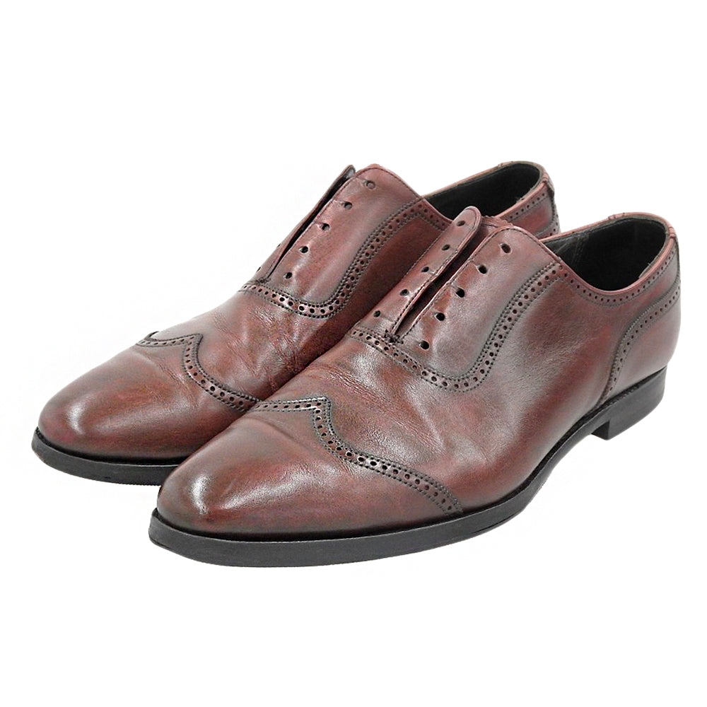 Crockett&Jones クロケット＆ジョーンズ 別注 8956 LINDSEY セミブローグ ウィングチップシューズ バーガンディ 8 1/2E シューズ
