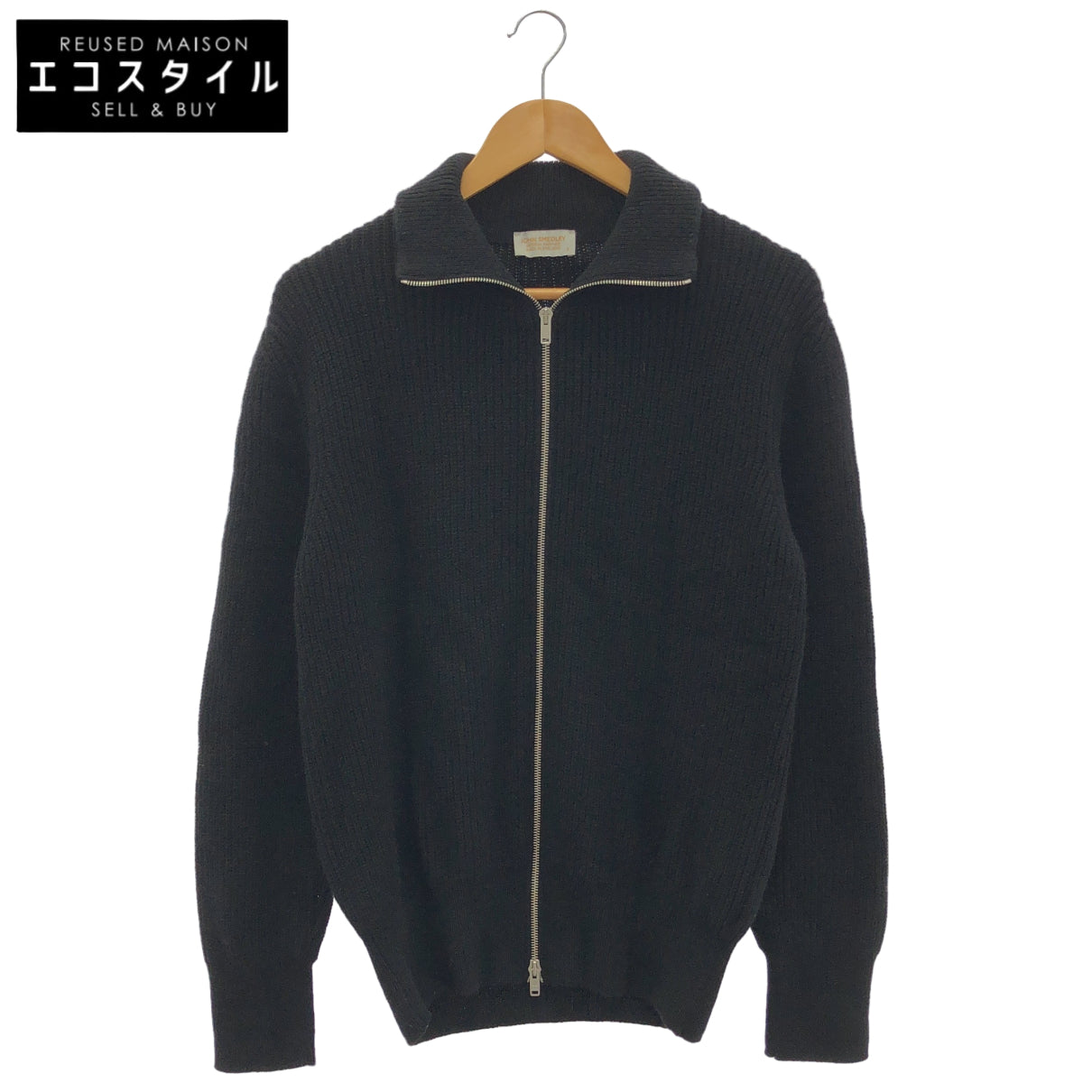 JOHN SMEDLEY ジョンスメドレー ブラック リサイクルカシミヤ BRILEY スタンドカラーダブルジップニットジャケット トップス