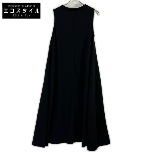 UNITED ARROWS & SONS ユナイテッドアローズアンドサンズ ブラック フロントセンタージップ クルーネックノースリーブワンピース ワンピース
