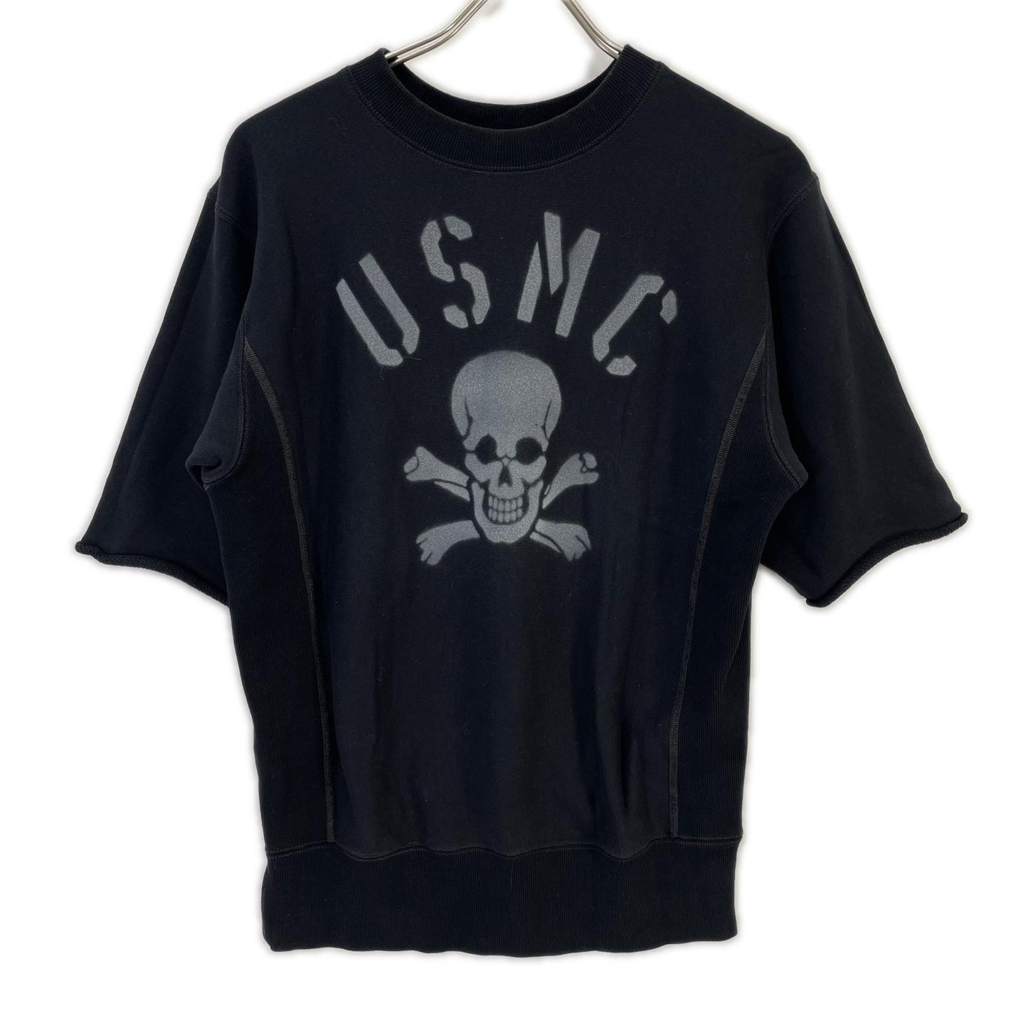 FREEWHEELERS フリーホイーラーズ 2324004 ブラック 半袖スウェット USMC SKULL and BONES トップス
