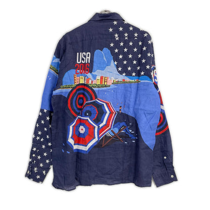 POLObyRalphLauren ポロラルフローレン 2016オリンピックチームUSA 総プリント 100リネン ロングスリーブシャツ トップス