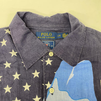 POLObyRalphLauren ポロラルフローレン 2016オリンピックチームUSA 総プリント 100リネン ロングスリーブシャツ トップス