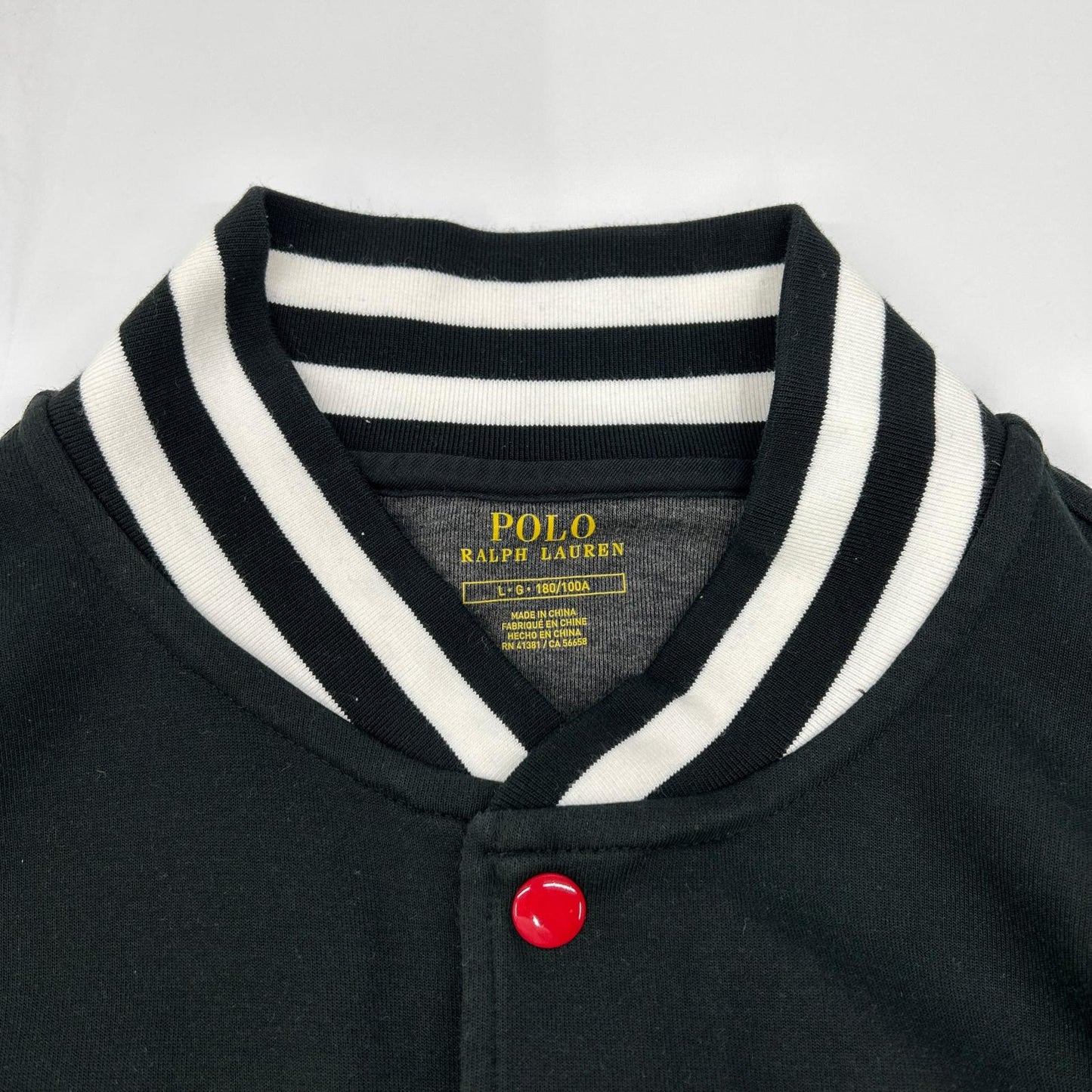 POLObyRalphLauren ポロラルフローレン ブラック×レッド P-wing ワッペンスタジャン ジャケット