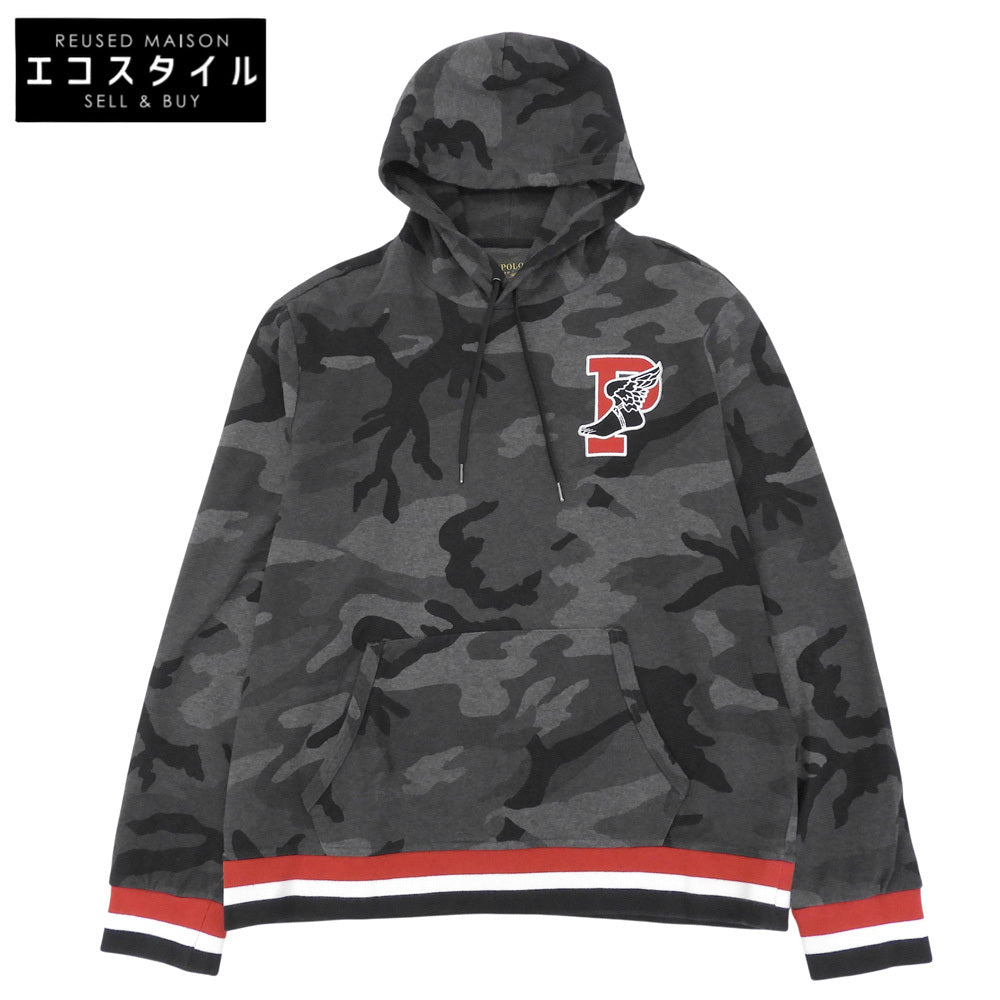 POLObyRalphLauren ポロラルフローレン P-wing ワッペン カモ柄 プルオーバーパーカー トップス メンズ グレー ブラック L トップス