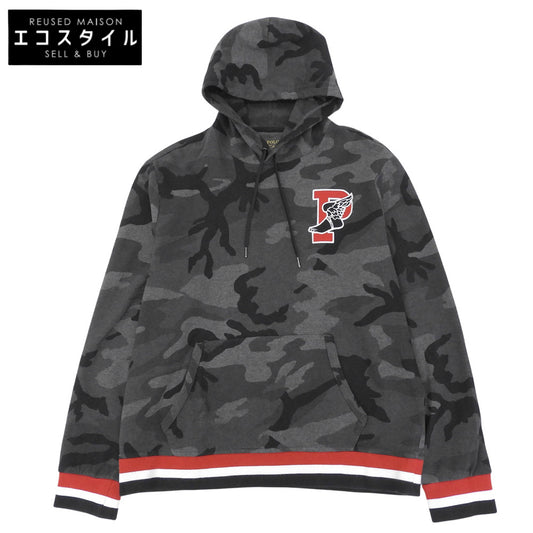 POLObyRalphLauren ポロラルフローレン P-wing ワッペン カモ柄 プルオーバーパーカー トップス メンズ グレー ブラック L トップス
