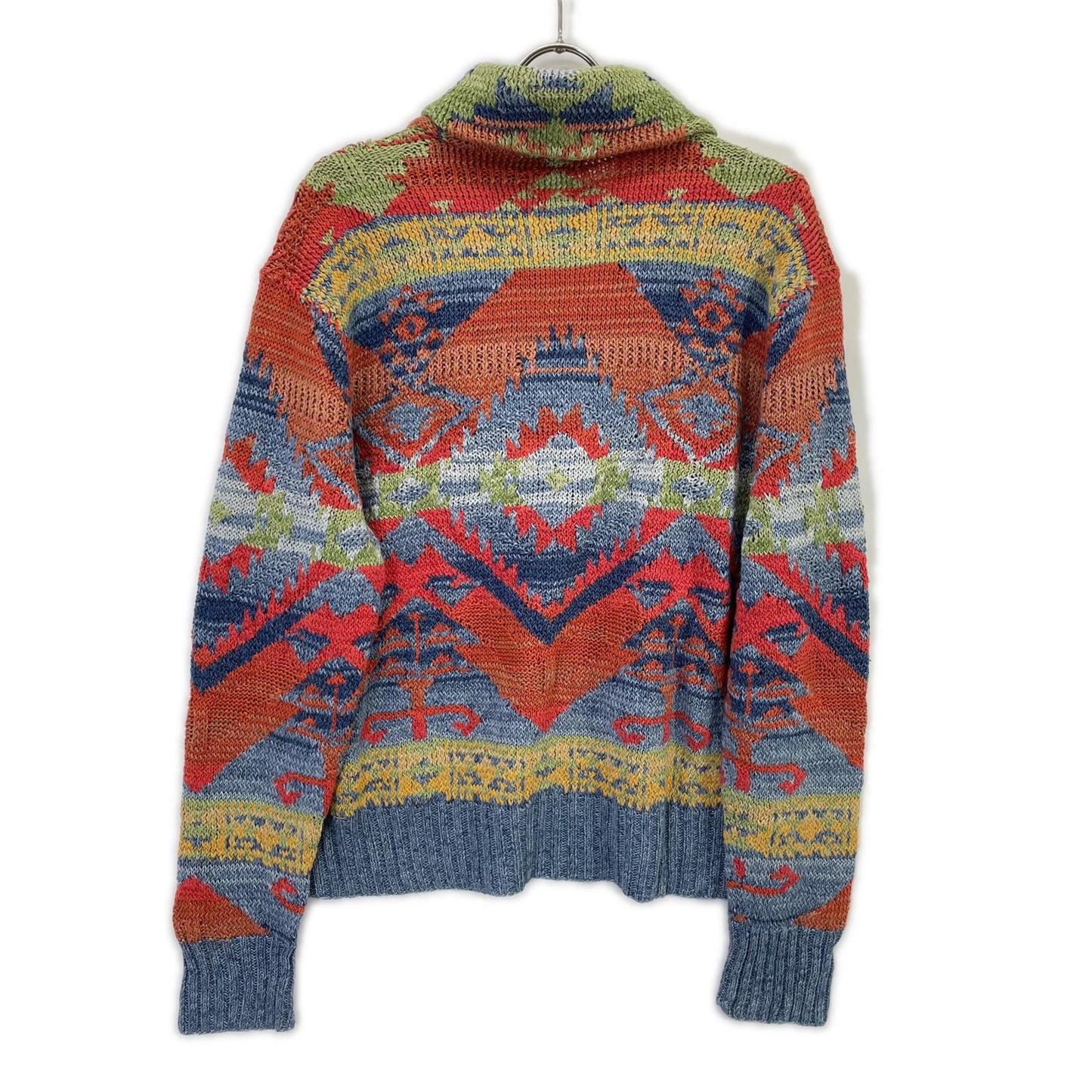 POLObyRalphLauren ポロラルフローレン マルチカラー ネイティブ柄 コンチョボタン HAND KNIT ショールカラー プルオーバーニット トップス