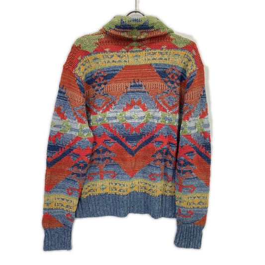 POLObyRalphLauren ポロラルフローレン マルチカラー ネイティブ柄 コンチョボタン HAND KNIT ショールカラー プルオーバーニット トップス