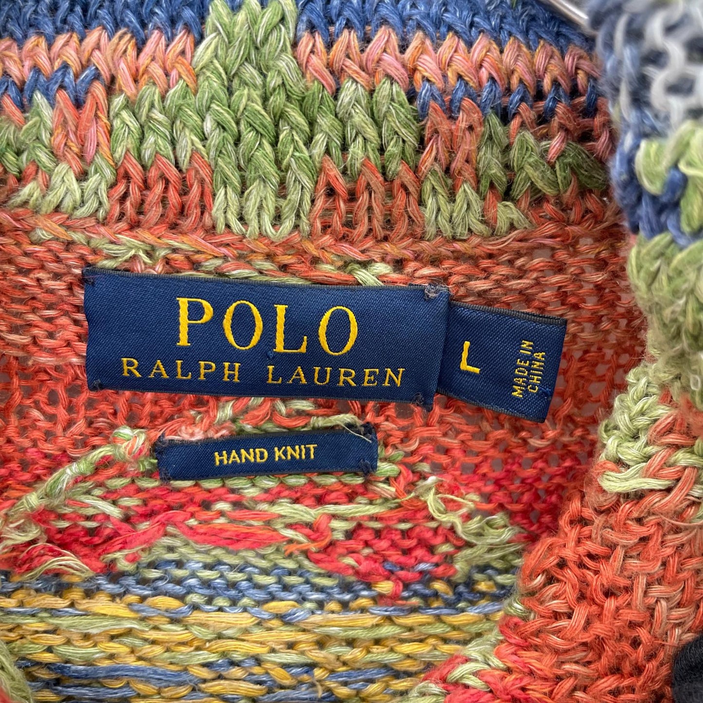 POLObyRalphLauren ポロラルフローレン マルチカラー ネイティブ柄 コンチョボタン HAND KNIT ショールカラー プルオーバーニット トップス
