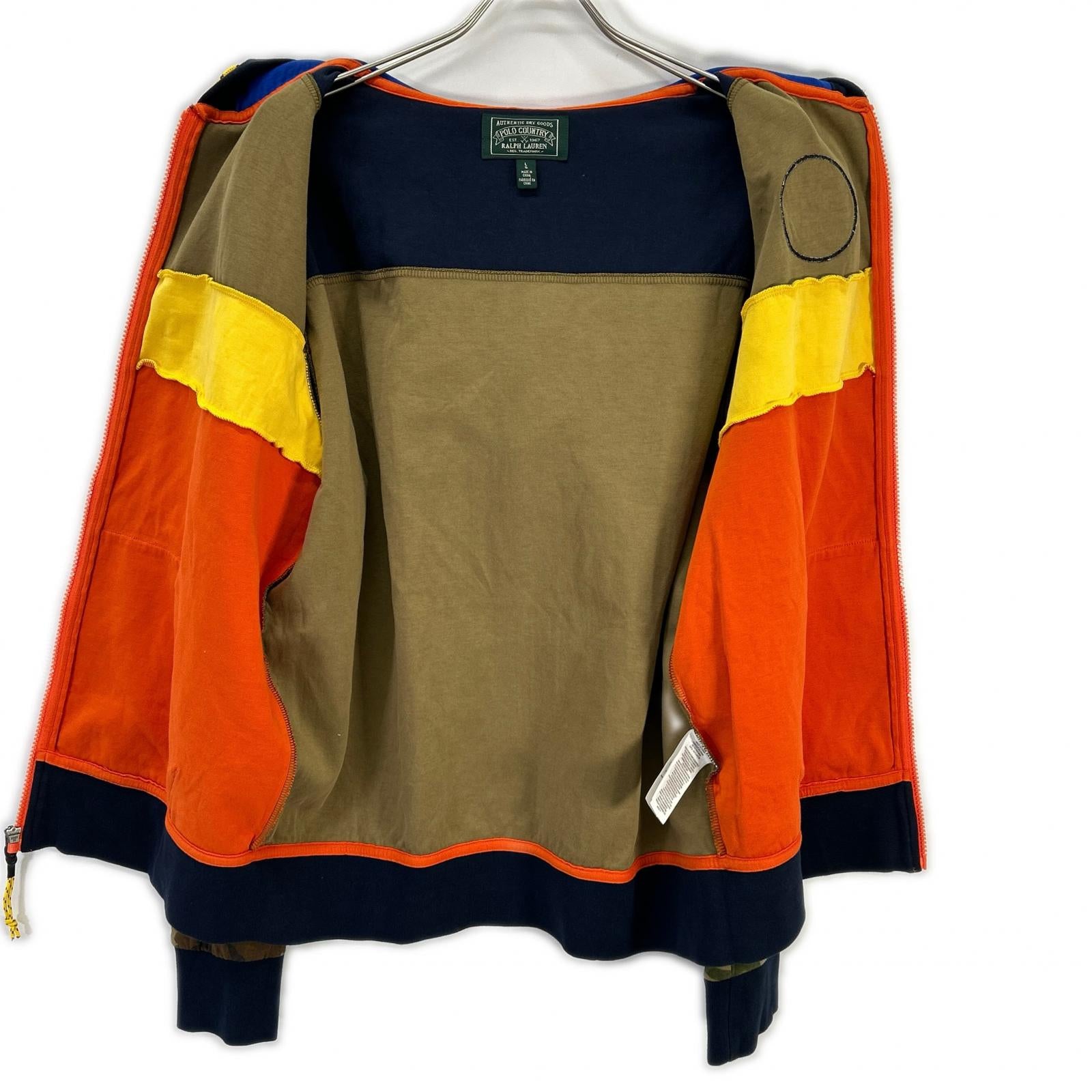 POLO COUNTRY POLO COUNTRY Orange×Camo Patch Zip-Up Hoodie Tops