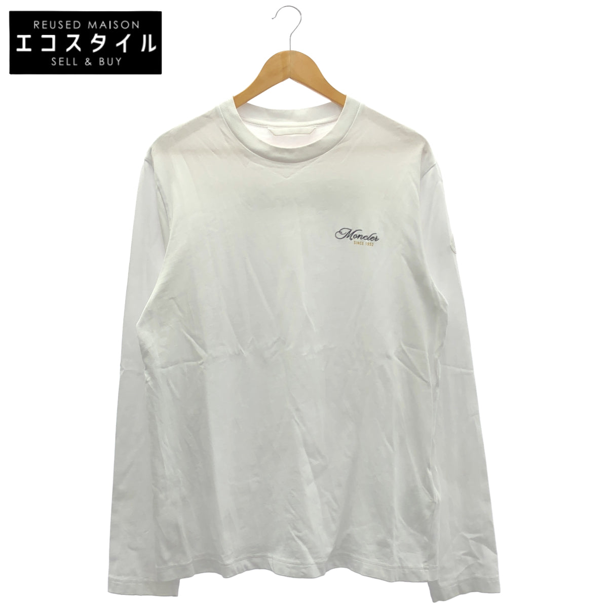 MONCLER モンクレール 25AW LS T-SHIRT White Cotton Back Print Embroidered Logo Long-Sleeve Cutsew Tops