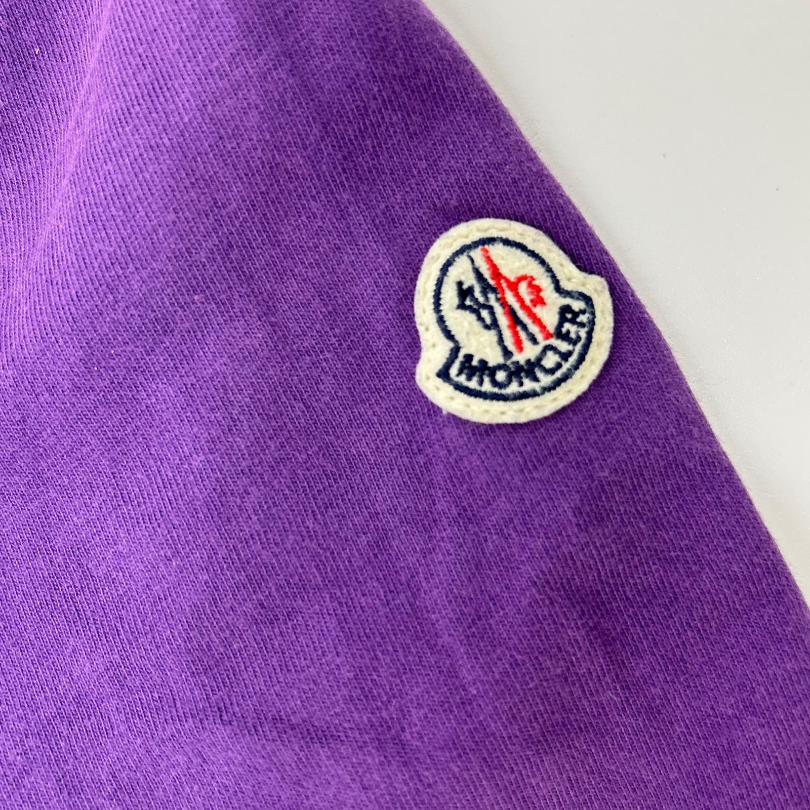 MONCLER モンクレール 19SS MAGLIA T-SHIRT パープル×イエロー コットン フロントプリント ショートスリーブカットソー トップス