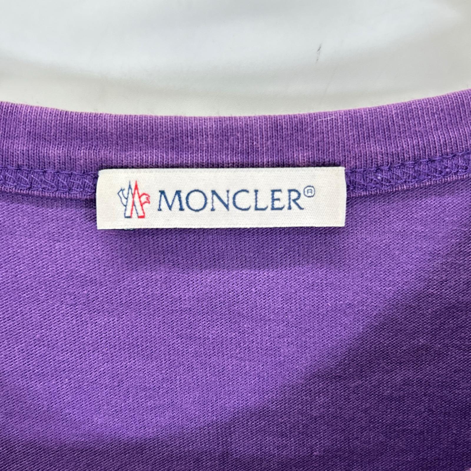MONCLER モンクレール 19SS MAGLIA T-SHIRT パープル×イエロー コットン フロントプリント ショートスリーブカットソー トップス