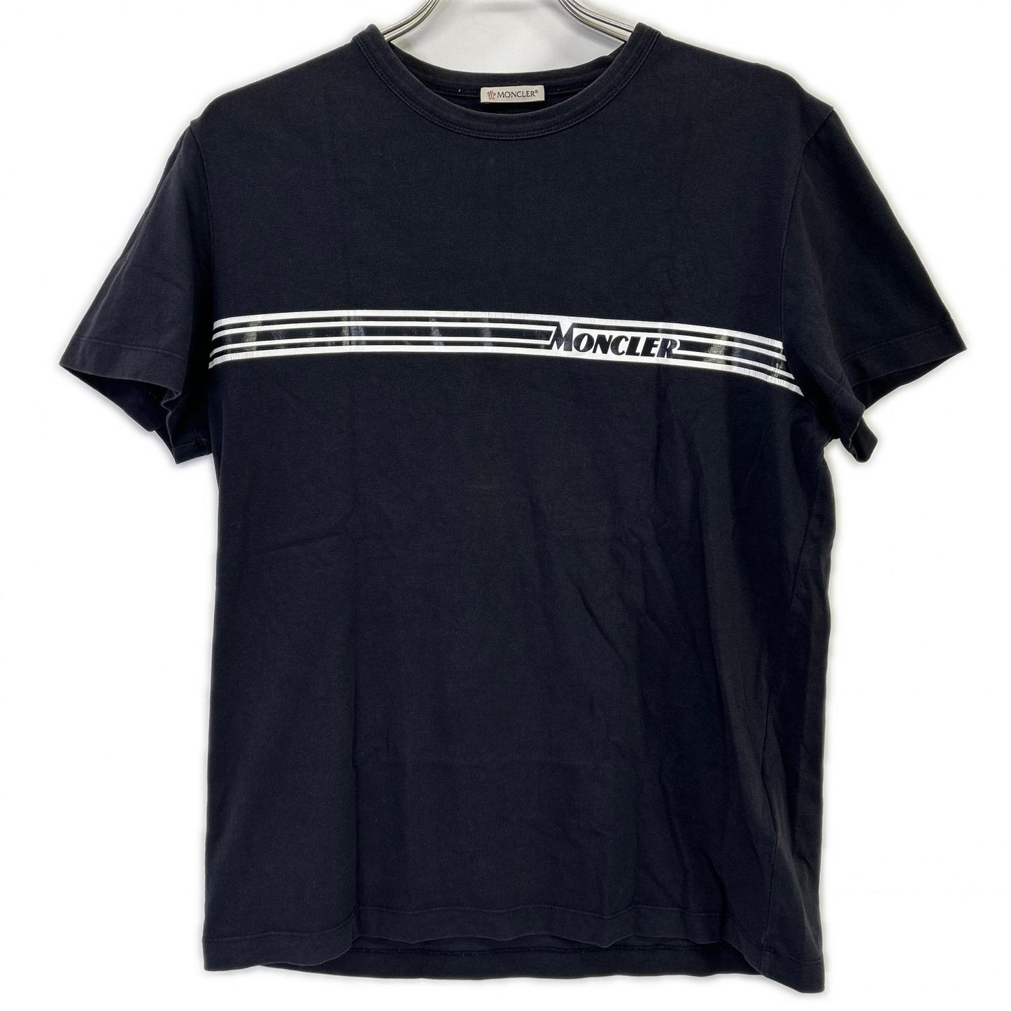 MONCLER モンクレール 19SS MAGLIA T-SHIRT ブラック×ホワイト コットン ロゴプリント ショートスリーブカットソー トップス