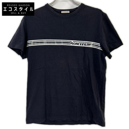 MONCLER モンクレール 19SS MAGLIA T-SHIRT ブラック×ホワイト コットン ロゴプリント ショートスリーブカットソー トップス