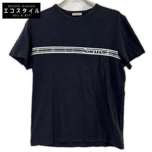 MONCLER モンクレール 19SS MAGLIA T-SHIRT ブラック×ホワイト コットン ロゴプリント ショートスリーブカットソー トップス