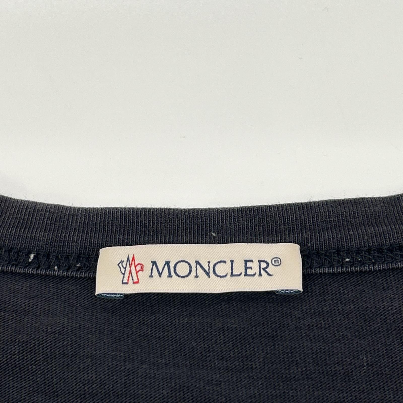 MONCLER モンクレール 19SS MAGLIA T-SHIRT ブラック×ホワイト コットン ロゴプリント ショートスリーブカットソー トップス