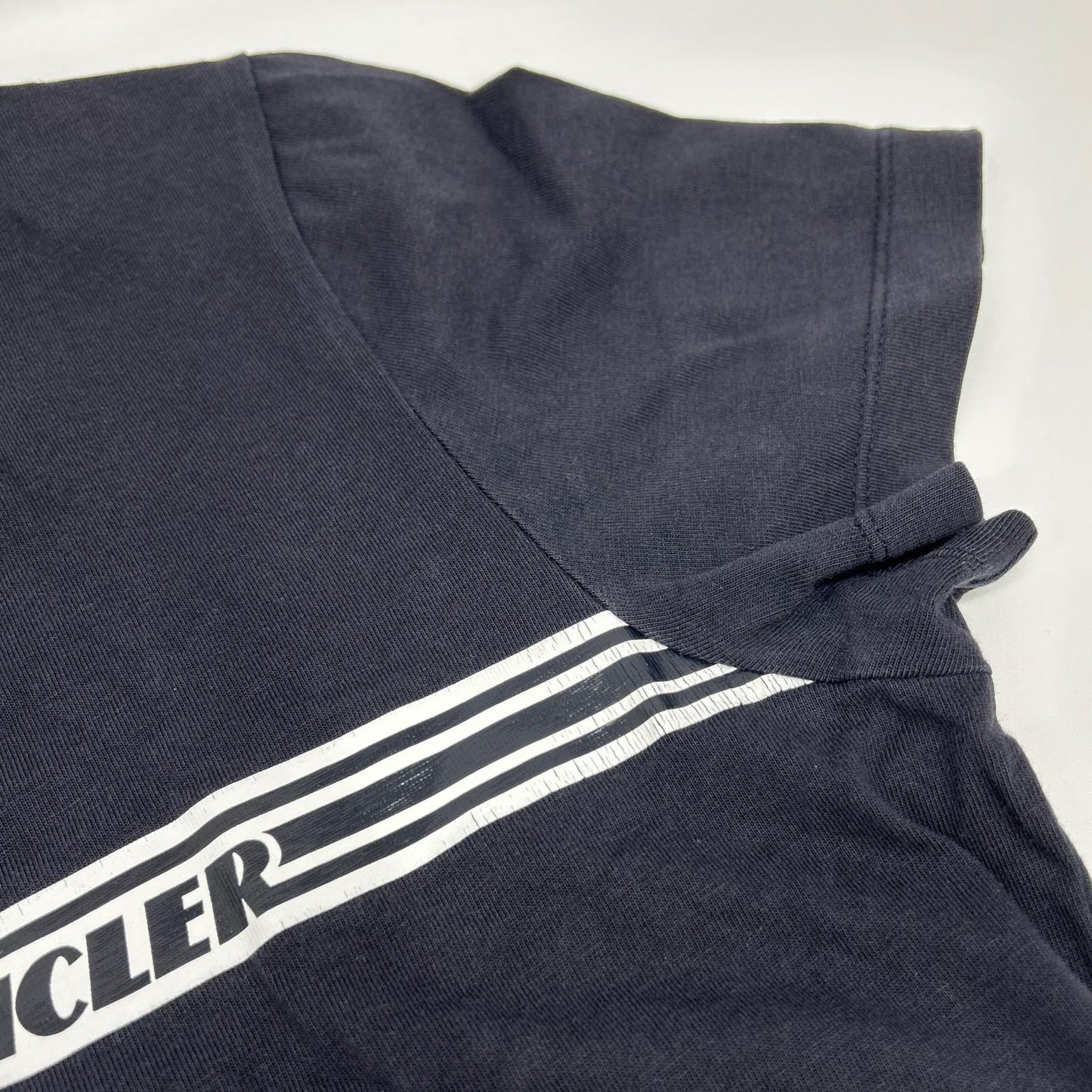 MONCLER モンクレール 19SS MAGLIA T-SHIRT ブラック×ホワイト コットン ロゴプリント ショートスリーブカットソー トップス