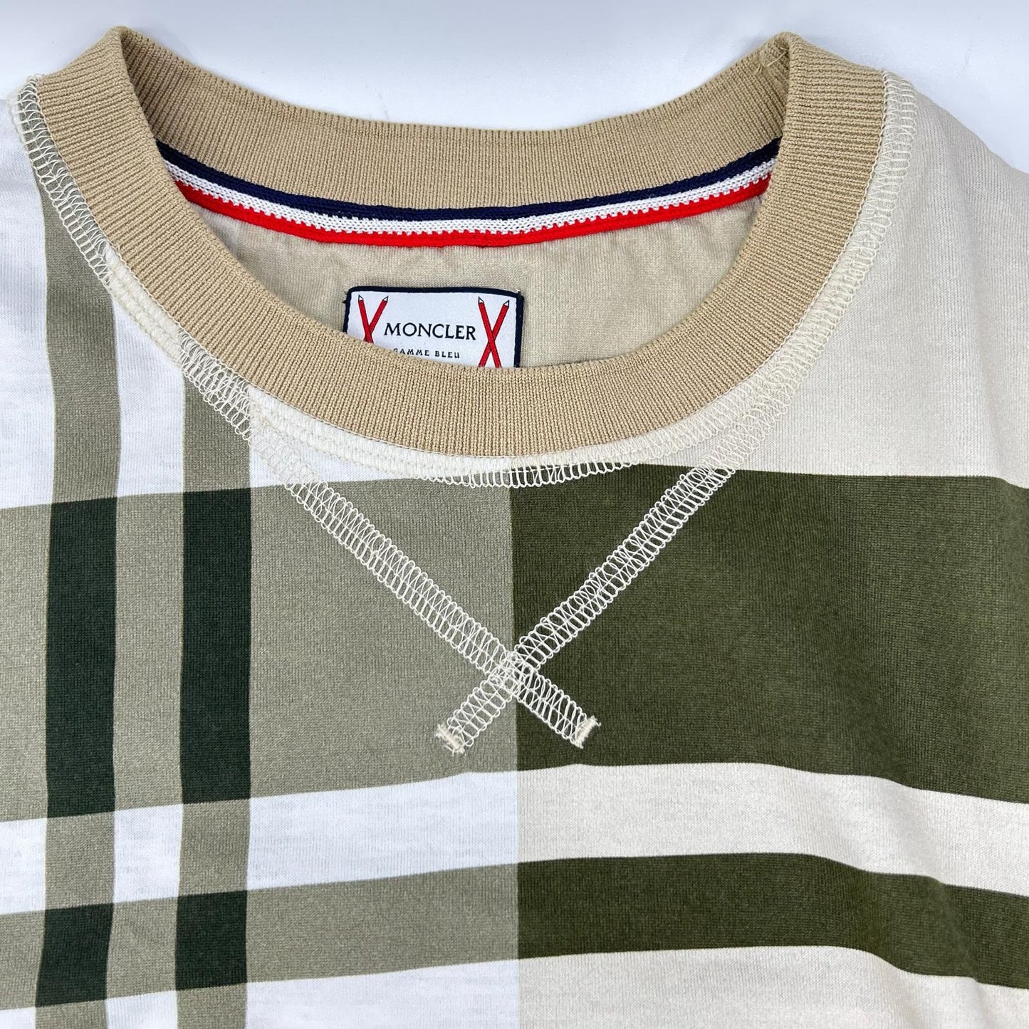 MONCLER モンクレール 【GAMME BLUE】16SS カーキ×ベージュ コットン チェック柄 ショートスリーブカットソー トップス