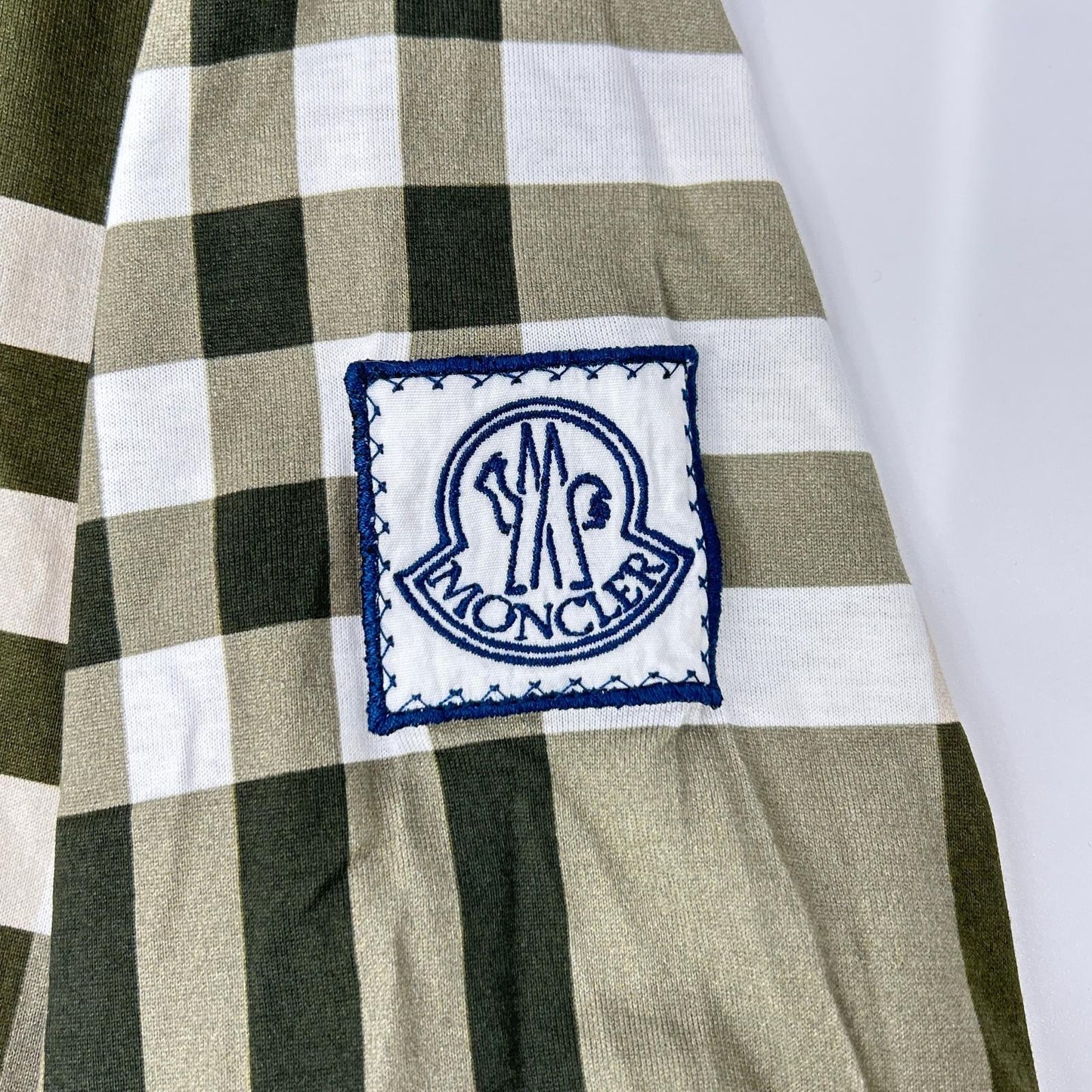 MONCLER モンクレール 【GAMME BLUE】16SS カーキ×ベージュ コットン チェック柄 ショートスリーブカットソー トップス