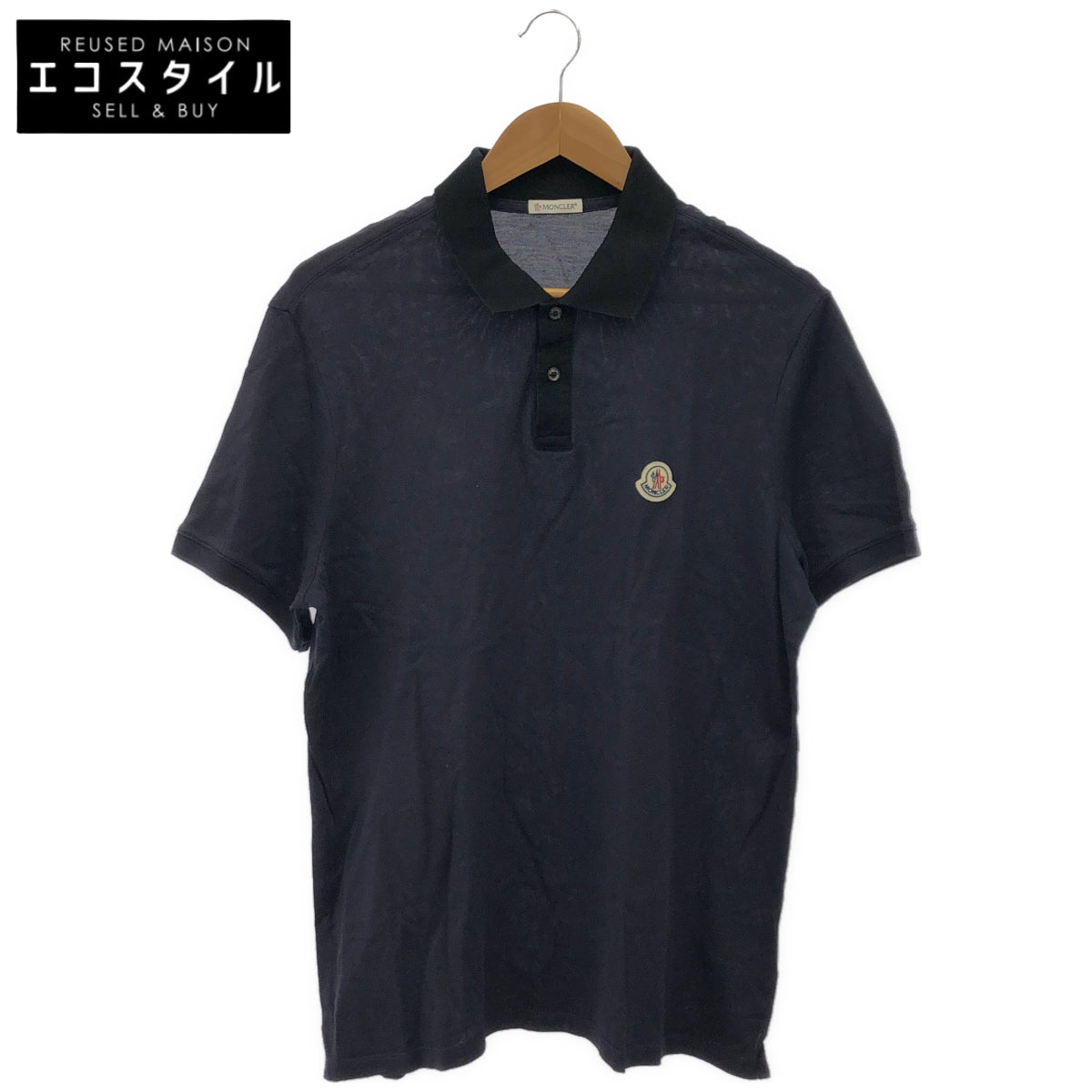 MONCLER モンクレール 21年製 ネイビー 鹿の子 SS POLO バックロゴ刺しゅう 半袖ポロシャツ トップス