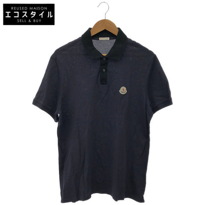 MONCLER モンクレール 21年製 ネイビー 鹿の子 SS POLO バックロゴ刺しゅう 半袖ポロシャツ トップス