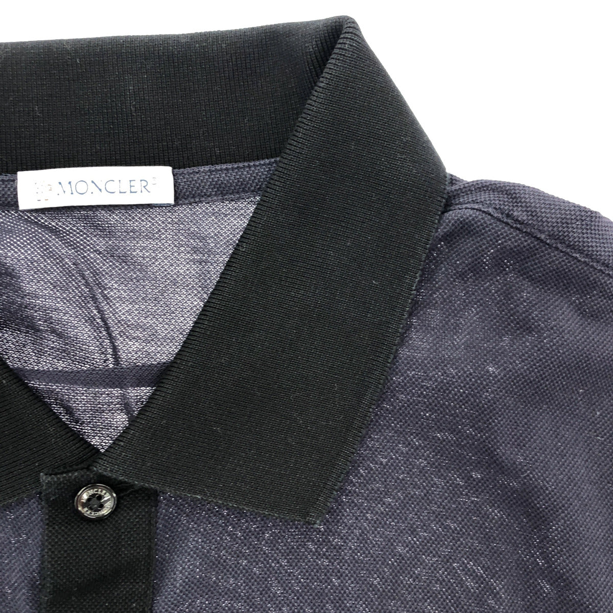MONCLER モンクレール 21年製 ネイビー 鹿の子 SS POLO バックロゴ刺しゅう 半袖ポロシャツ トップス
