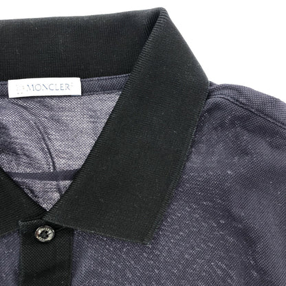 MONCLER モンクレール 21年製 ネイビー 鹿の子 SS POLO バックロゴ刺しゅう 半袖ポロシャツ トップス