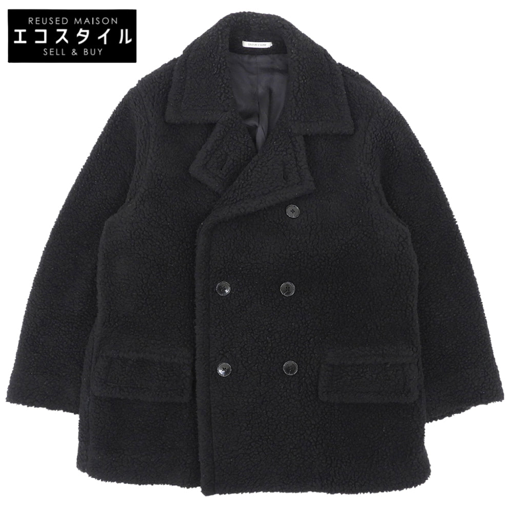 COUTURE D'ADAM クチュールドアダム ボア ダブルボタン コート レディース 黒 ブラック 36 コート