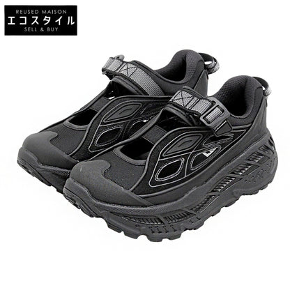 HOKAONEONE ホカオネオネ 美品 STINSON BREEZE カットアウトレザー ボリュームソール ラバートゥローカットスニーカー 黒 23cm 1174450 シューズ
