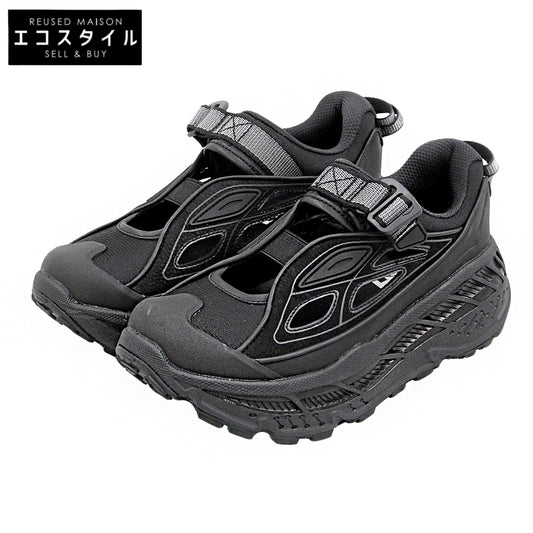 HOKAONEONE ホカオネオネ 美品 STINSON BREEZE カットアウトレザー ボリュームソール ラバートゥローカットスニーカー 黒 23cm 1174450 シューズ