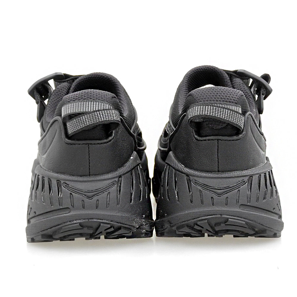 HOKAONEONE ホカオネオネ 美品 STINSON BREEZE カットアウトレザー ボリュームソール ラバートゥローカットスニーカー 黒 23cm 1174450 シューズ