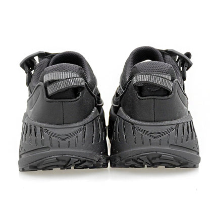 HOKAONEONE ホカオネオネ 美品 STINSON BREEZE カットアウトレザー ボリュームソール ラバートゥローカットスニーカー 黒 23cm 1174450 シューズ