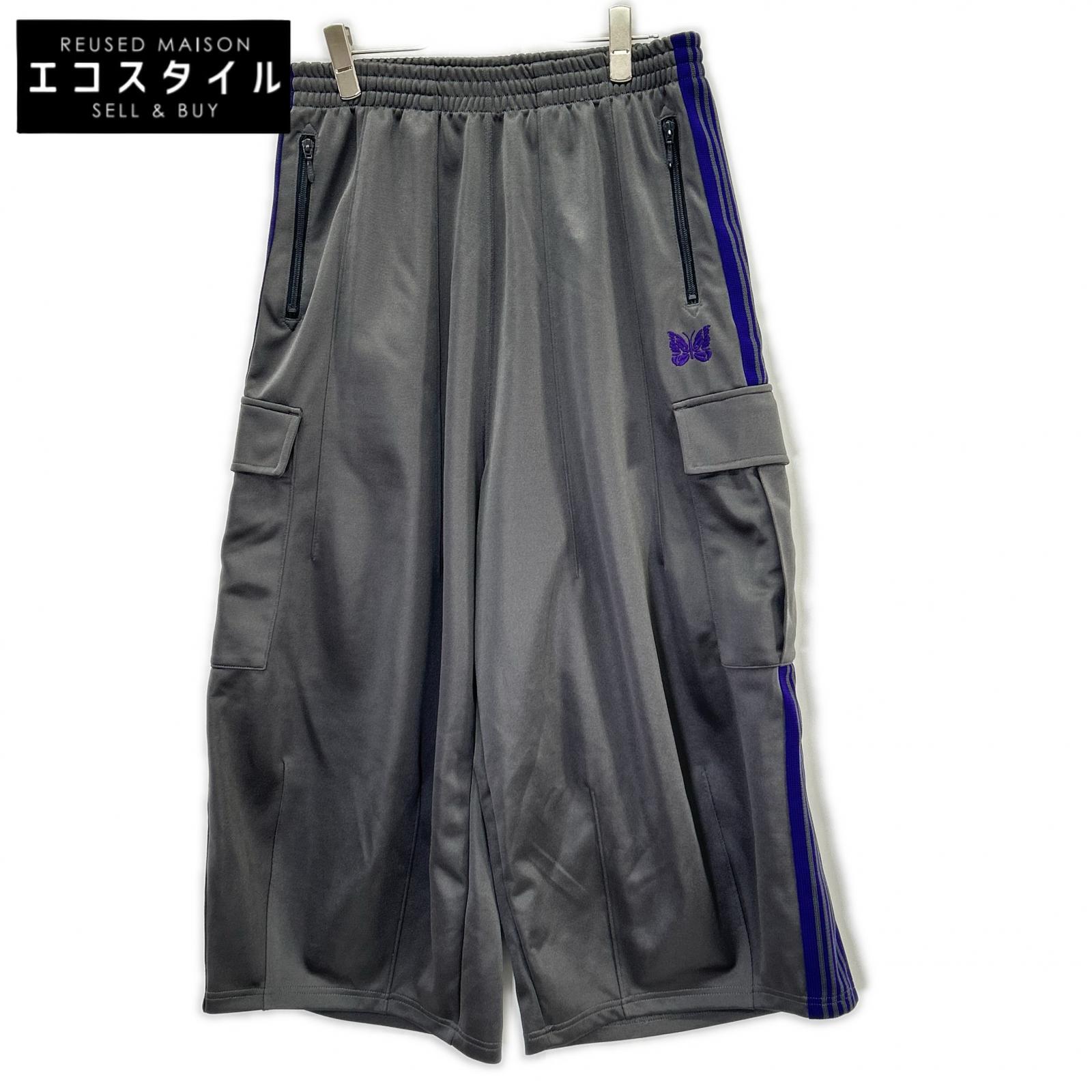needles ニードルズ LHP別注 25SS PU1631 グレー×パープル ポリエステル パピヨン刺繍 カーゴポケット H.D.TRACK PANT/ヒザデルトラックパンツ ボトムス