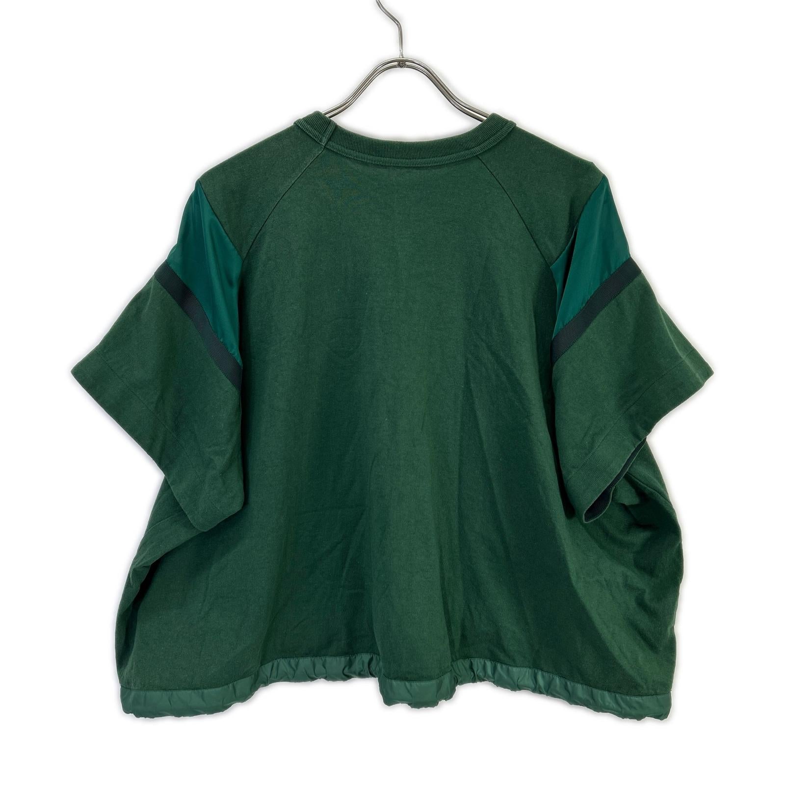 sacai サカイ 23-06567 グリーン コットン ドローコード Solid Satin Cotton Jersey T-SHIRT トップス