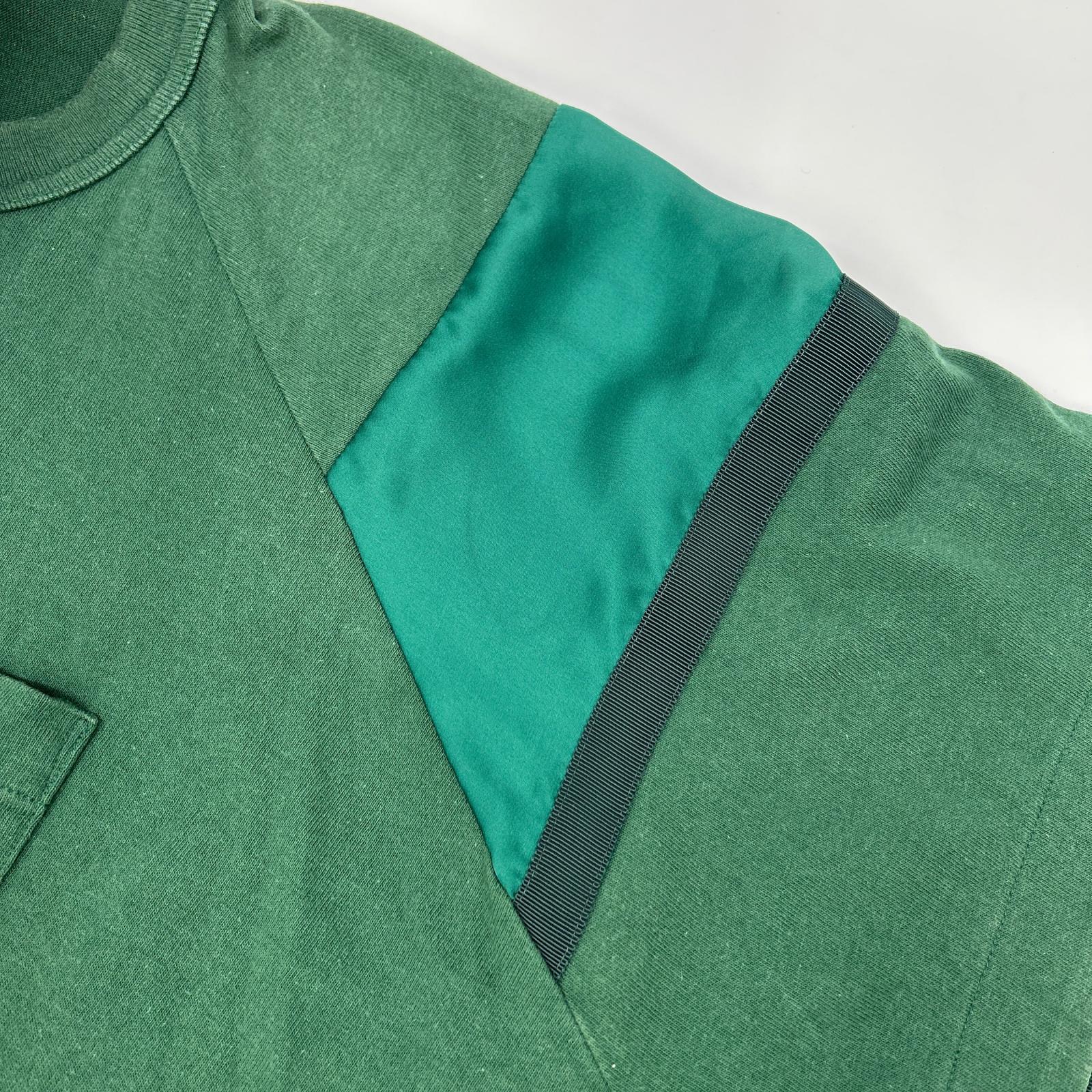 sacai サカイ 23-06567 グリーン コットン ドローコード Solid Satin Cotton Jersey T-SHIRT トップス