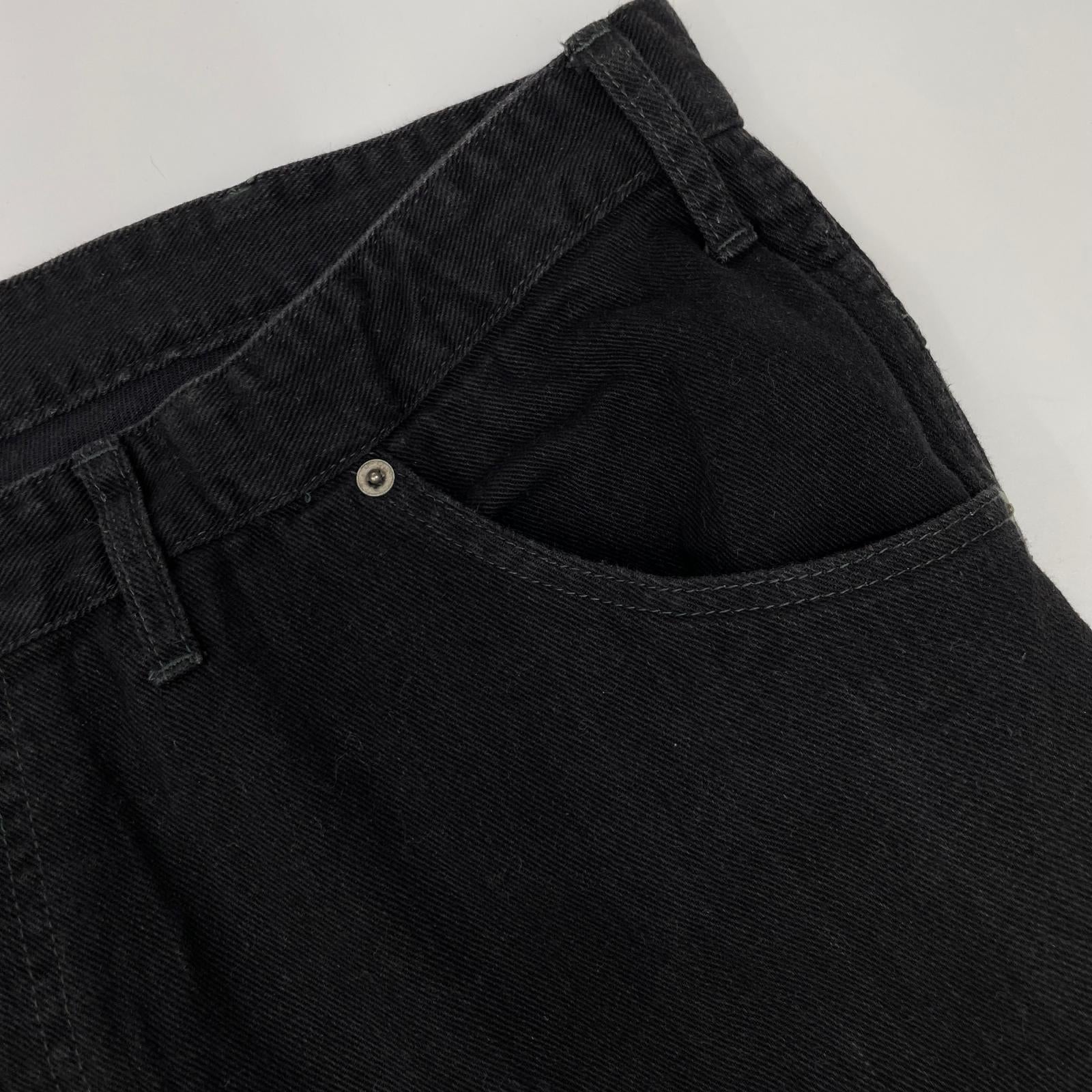 MAISON EUREKA メゾンエウレカ 181 EASY BIGGY JEANS ブラック コットン ジップフライ ワイドシルエットストレートデニムパンツ ボトムス