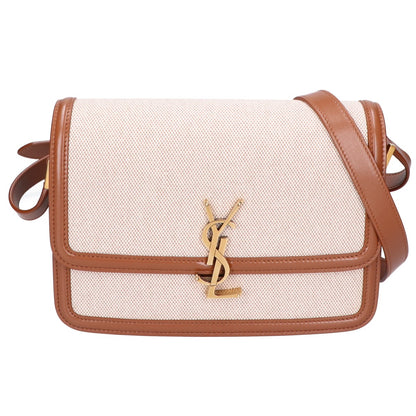 SAINT LAURENT PARIS サンローランパリ 新品同様 634305 キャンバス x レザー ソルフェリーノ ミディアム フラップショルダーバッグ ショルダーバッグ