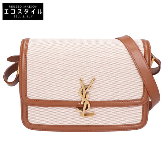 SAINT LAURENT PARIS サンローランパリ 新品同様 634305 キャンバス x レザー ソルフェリーノ ミディアム フラップショルダーバッグ ショルダーバッグ