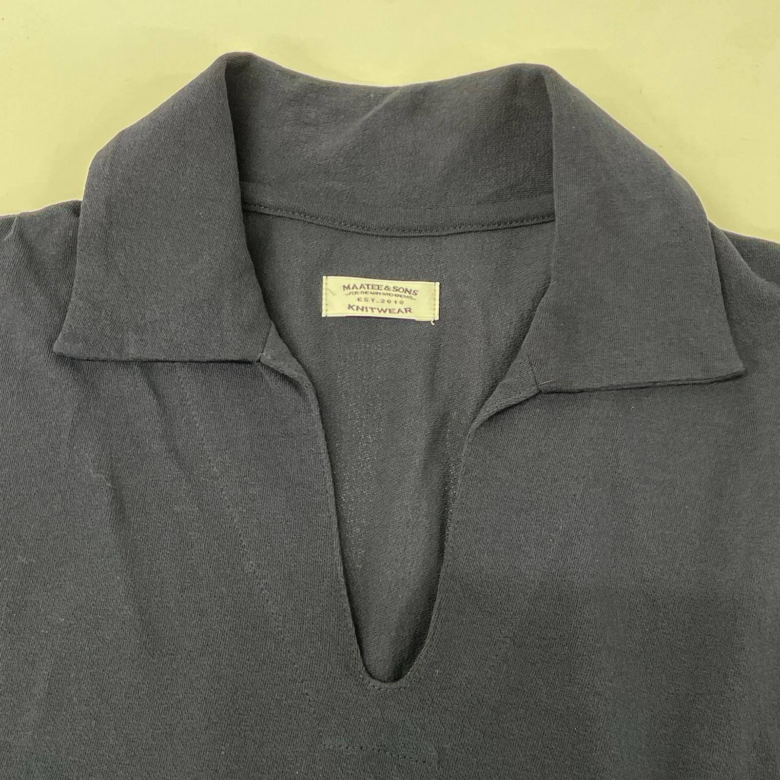 MAATEE&SONS マーティーアンドサンズ 26SS ネイビー S/S SKIPPER COTTON CRAPE ショートスリーブスキッパーカットソー トップス
